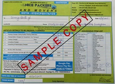 Nice Packers and Movers Quotation